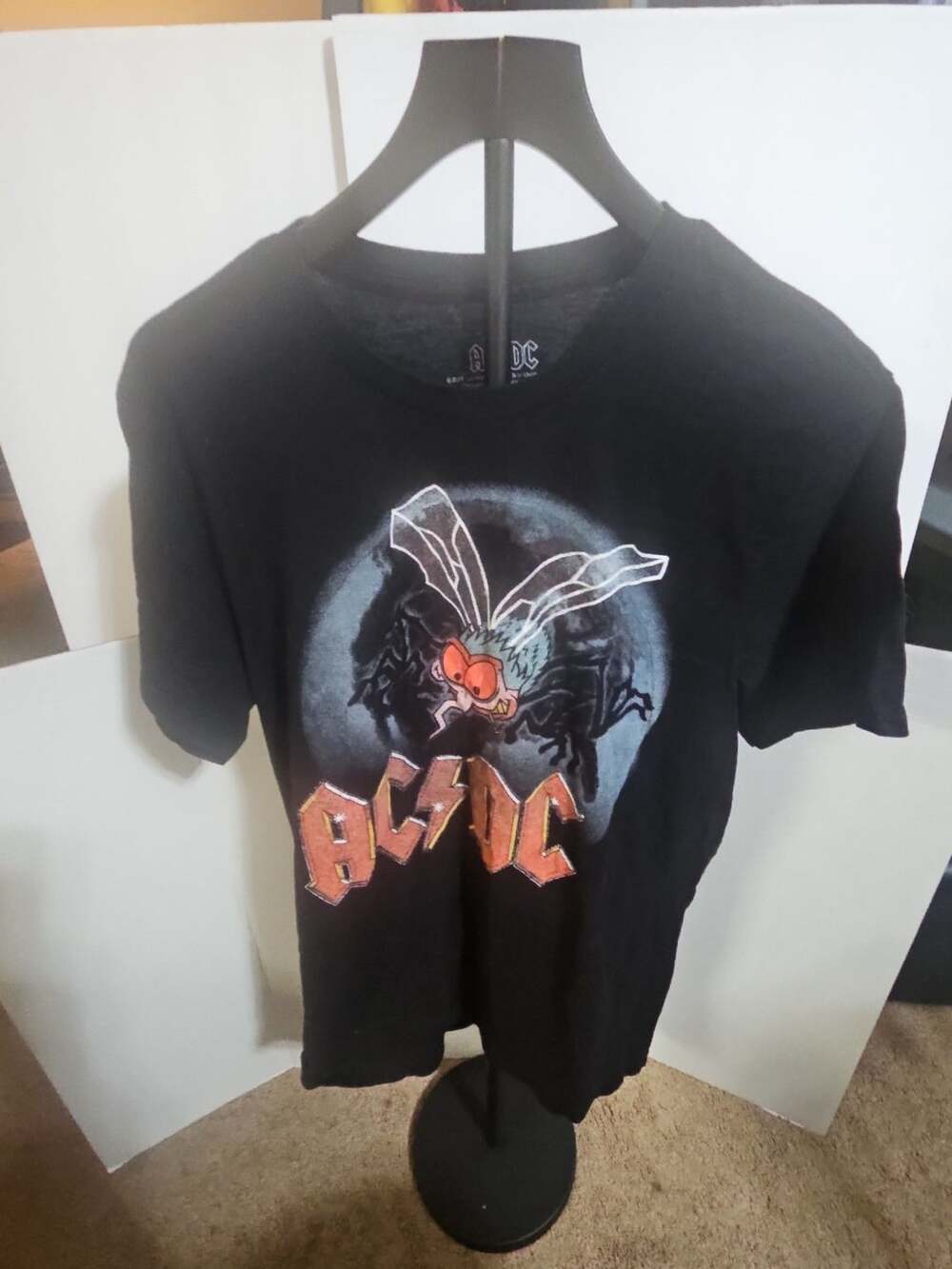 AC/DC Fly On The Wall Tour 1985 T-Shirt Size L Black Graphic Tee